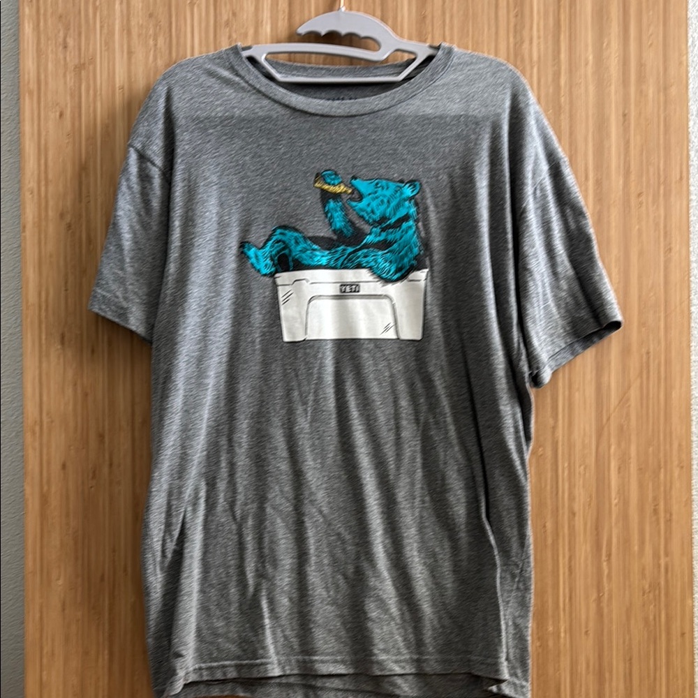 Gray T-Shirt with Blue Bear Design